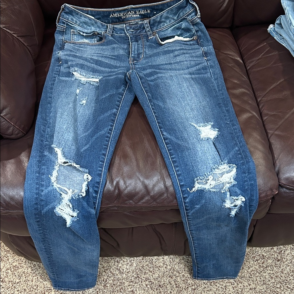 American Eagle Outfitters Kids Distressed Blue Jeans